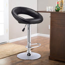 Set Of 2 Bar Stools Adjustable PU Leather Barstools Swivel Pub Chairs Black HW53839BK