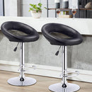 Set Of 2 Bar Stools Adjustable PU Leather Barstools Swivel Pub Chairs Black HW53839BK