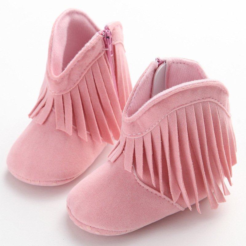 Moccasin Baby Kids Girls Solid Fringe Boots Shoes Infant Soft Soled Anti-slip Booties For Girls