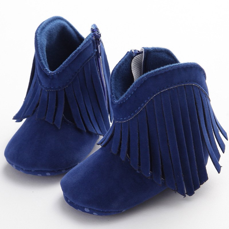 Moccasin Baby Kids Girls Solid Fringe Boots Shoes Infant Soft Soled Anti-slip Booties For Girls