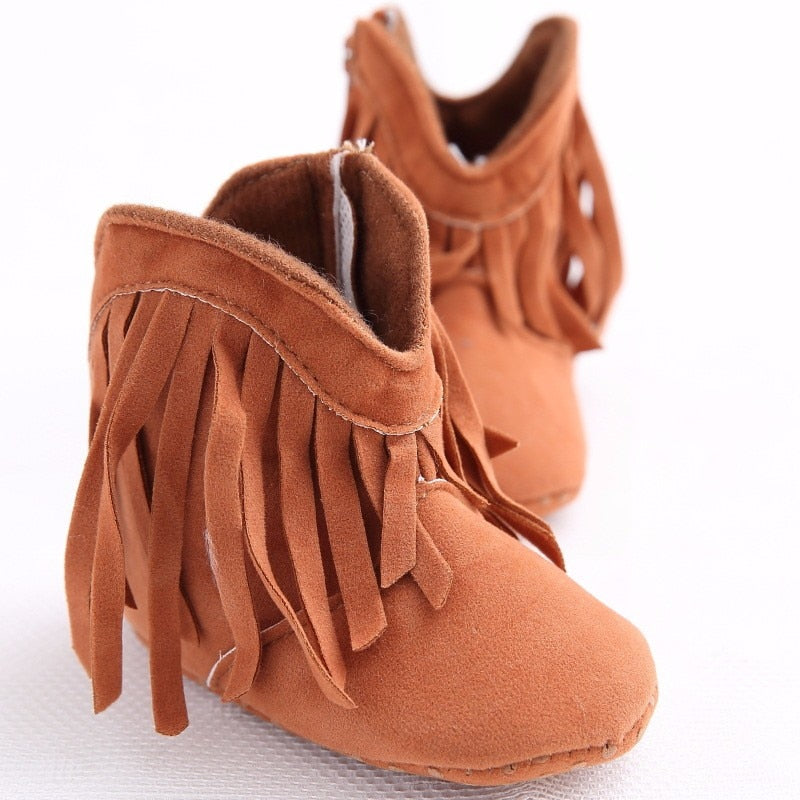 Moccasin Baby Kids Girls Solid Fringe Boots Shoes Infant Soft Soled Anti-slip Booties For Girls