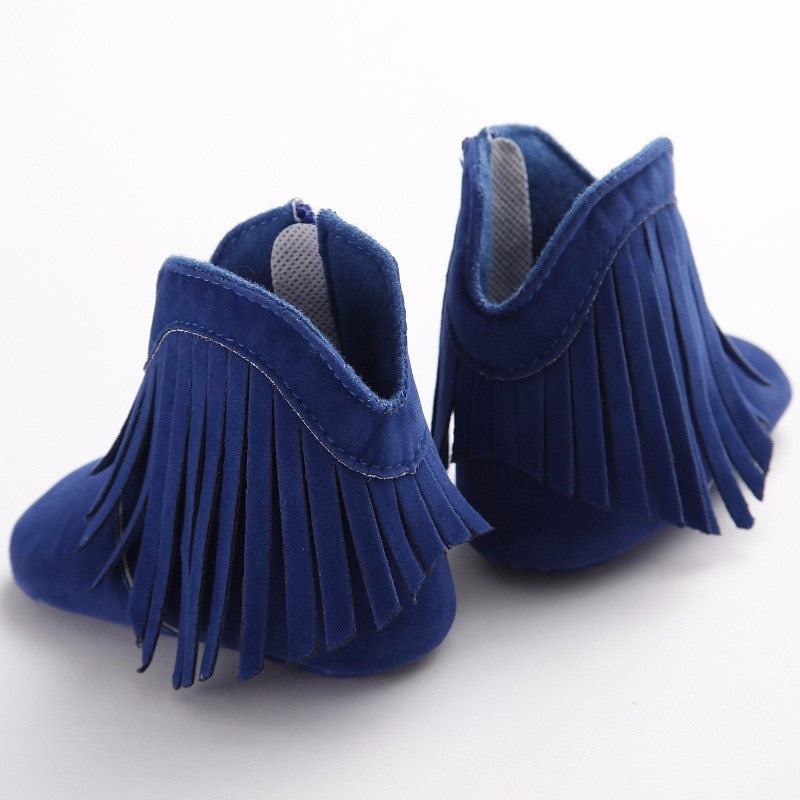 Moccasin Baby Kids Girls Solid Fringe Boots Shoes Infant Soft Soled Anti-slip Booties For Girls