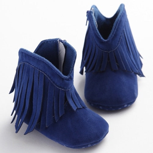 Moccasin Baby Kids Girls Solid Fringe Boots Shoes Infant Soft Soled Anti-slip Booties For Girls