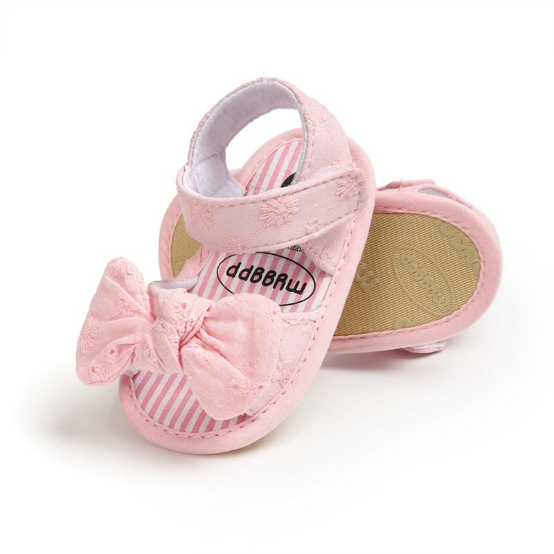Summer Baby Girls Shoes Breathable Anti-Slip Bow Sandals 0-18M Infant Soft Soled First Walkers Shoes