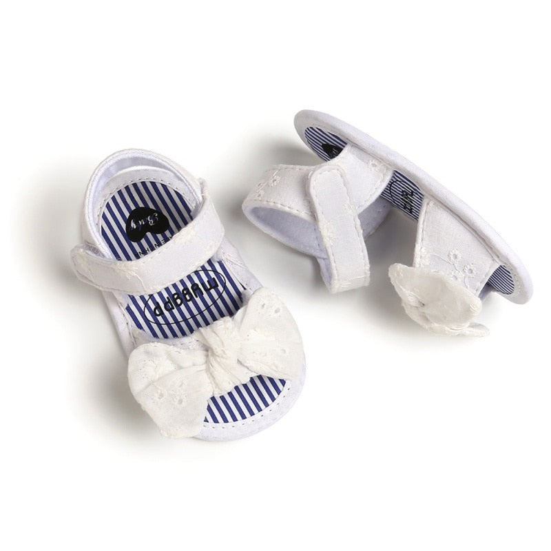 Summer Baby Girls Shoes Breathable Anti-Slip Bow Sandals 0-18M Infant Soft Soled First Walkers Shoes