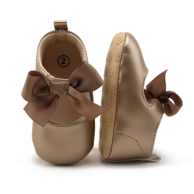 Fashion Toddler Baby Girl Soft PU Shoes Bow Bandage Infant Newborn Princess Prewalker 0-18M