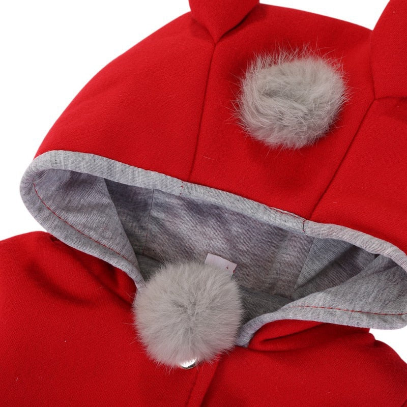 New Girls Cute Coats Cartoon Rabbit Ear Hooded Autumn Winter Long Sleeve Children Outerwear Kids Jacket Coats For 1-5T Baby