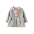 New Girls Cute Coats Cartoon Rabbit Ear Hooded Autumn Winter Long Sleeve Children Outerwear Kids Jacket Coats For 1-5T Baby