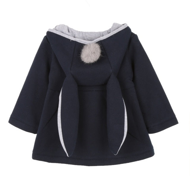 New Girls Cute Coats Cartoon Rabbit Ear Hooded Autumn Winter Long Sleeve Children Outerwear Kids Jacket Coats For 1-5T Baby