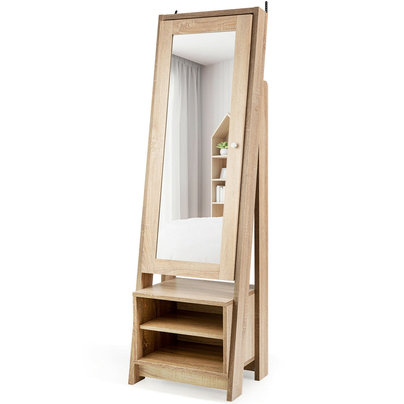 Jewelry Cabinet Large Full Length Armoire 2-in-1 Stand Mirror Organizer JV10008+