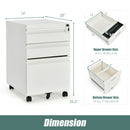 3-Drawer Mobile File Cabinet Steel for Legal/Letter Files w/Lock