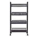 4 Tier Storage Rack Trolley Cart Home Kitchen Organizer Utility Baskets Black