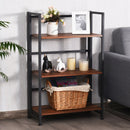 3-Tier Folding Bookshelf Foldable Metal Storage Shelf Portable Display Rack GreyWood