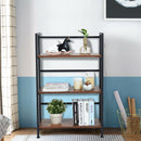 3-Tier Folding Bookshelf Foldable Metal Storage Shelf Portable Display Rack GreyWood