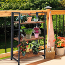 3-Tier Folding Bookshelf Foldable Metal Storage Shelf Portable Display Rack GreyWood