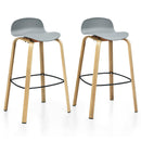 Modern Set of 2 Barstools 30inch Pub Chairs w/Low Back&Metal Legs HW67490