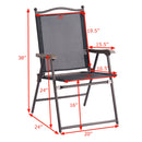 Set of 2 Patio Folding Sling Back Chairs Camping Deck Garden Beach Black OP3568-2BK