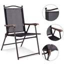 Set of 2 Patio Folding Sling Back Chairs Camping Deck Garden Beach Black OP3568-2BK