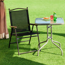 Set of 2 Patio Folding Sling Back Chairs Camping Deck Garden Beach Black OP3568-2BK