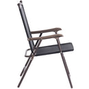 Set of 2 Patio Folding Sling Back Chairs Camping Deck Garden Beach Black OP3568-2BK