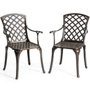 Outdoor Cast Aluminum Arm Dining Chairs Set of 2 Patio Bistro Chairs