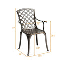 Outdoor Cast Aluminum Arm Dining Chairs Set of 2 Patio Bistro Chairs