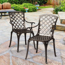 Outdoor Cast Aluminum Arm Dining Chairs Set of 2 Patio Bistro Chairs
