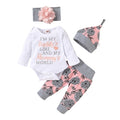 Baby Girl Clothing Newborn Kids Baby Girls Outfits Clothes Romper Bodysuit+Flower Printed Pants+Headband+Hat Set New 2021