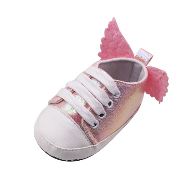 Baby Girl Shoes Fashion Cute Angel Wing PU Soft Sole Anti-slip Wing Design Crib Shoes