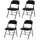 Set of 4 Folding Chairs Fabric Upholstered Padded Seat Metal Frame Home Office
