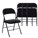 Set of 4 Folding Chairs Fabric Upholstered Padded Seat Metal Frame Home Office