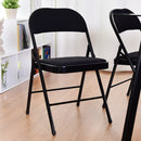 Set of 4 Folding Chairs Fabric Upholstered Padded Seat Metal Frame Home Office