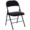 Set of 4 Folding Chairs Fabric Upholstered Padded Seat Metal Frame Home Office