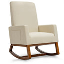 Rocking Chair High Back Upholstered Lounge Armchair w/ Side Pocket HW66977