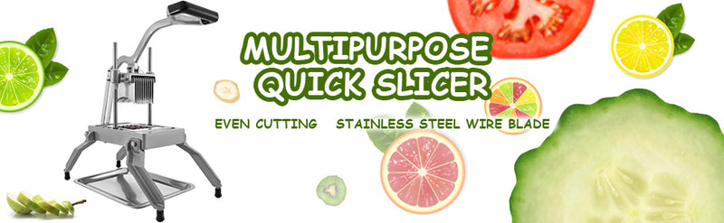 Multipurpose Vegetables Slicer Commercial Quick 0.38 Inch Cutter Dicer Stainless Steel Blade
