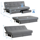 Convertible Futon Sofa Bed Adjustable Couch Sleeper w/ Two Drawers Grey HV10007