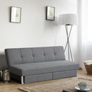 Convertible Futon Sofa Bed Adjustable Couch Sleeper w/ Two Drawers Grey HV10007