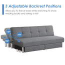 Convertible Futon Sofa Bed Adjustable Couch Sleeper w/ Two Drawers Grey HV10007