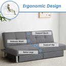 Convertible Futon Sofa Bed Adjustable Couch Sleeper w/ Two Drawers Grey HV10007