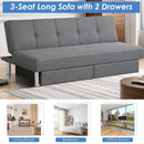 Convertible Futon Sofa Bed Adjustable Couch Sleeper w/ Two Drawers Grey HV10007