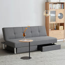 Convertible Futon Sofa Bed Adjustable Couch Sleeper w/ Two Drawers Grey HV10007