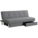 Convertible Futon Sofa Bed Adjustable Couch Sleeper w/ Two Drawers Grey HV10007