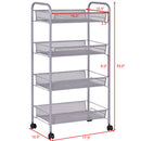 4 Tier Storage Rack Trolley Cart Home Kitchen Organizer Utility Baskets Sliver