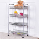 4 Tier Storage Rack Trolley Cart Home Kitchen Organizer Utility Baskets Sliver