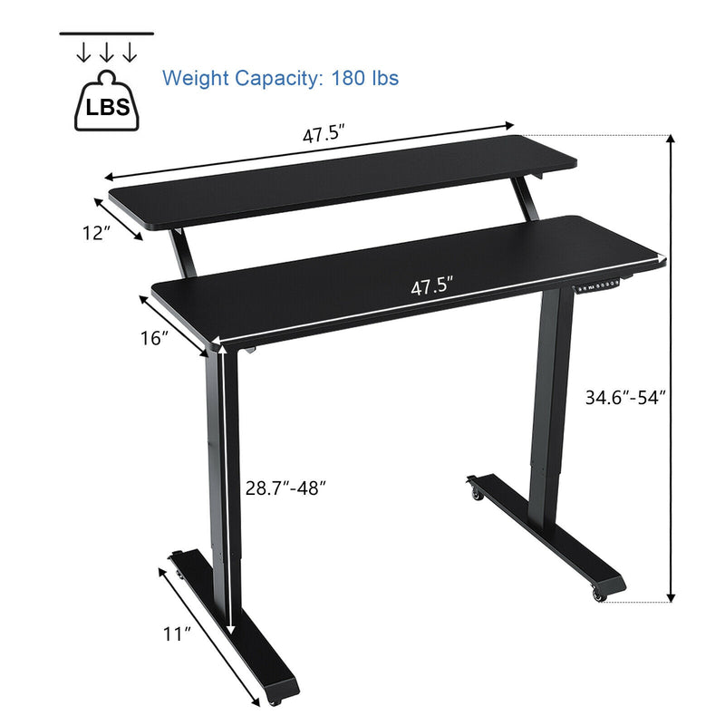 Electric 2-Tier Mobile Sit Stand Desk Height Adjustable HW67549US