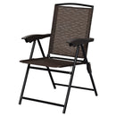 4PCS Folding Sling Chairs Steel Armrest Patio Garden Camping W/Adjustable Back