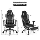 Massage Gaming Chair Racing Computer Task Chair Recliner w/Footrest Blue Black