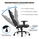 Massage Gaming Chair Racing Computer Task Chair Recliner w/Footrest Blue Black