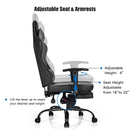 Massage Gaming Chair Racing Computer Task Chair Recliner w/Footrest Blue Black