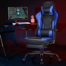 Massage Gaming Chair Racing Computer Task Chair Recliner w/Footrest Blue Black